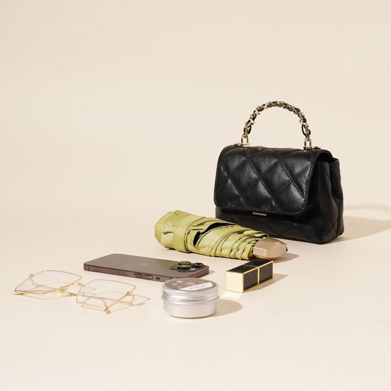 Dou Xiaozhu Napa Leather Diamond Quilted Handbag