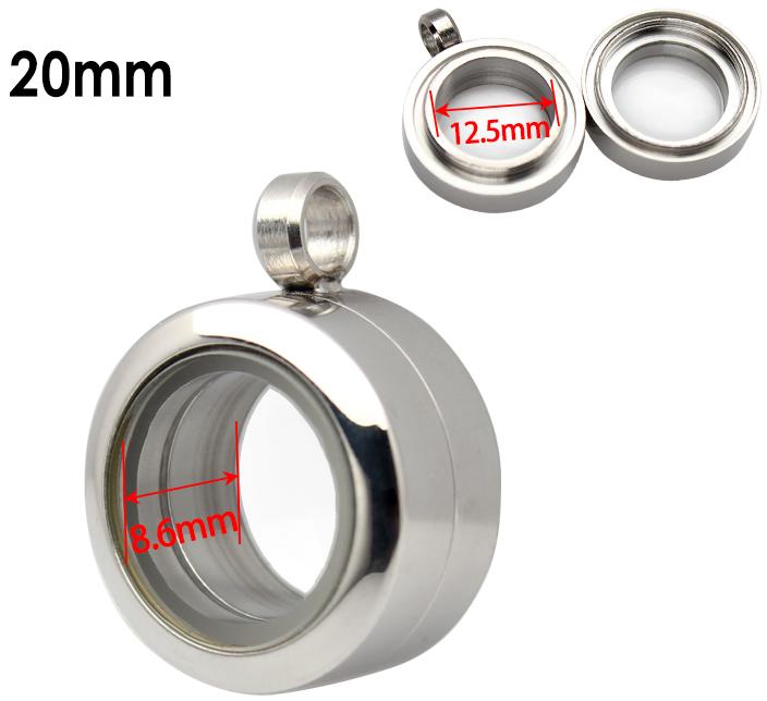 Wholesale 20/25/30mm Stainless Steel Glass Locket DIY Floating Living Memory Locket Necklace Pendant Twist Screw Jewelry Charms Trendy