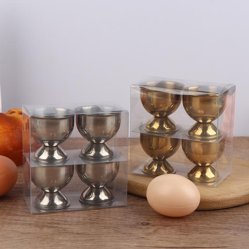 4Pcs Handy Stainless Steel Boiled Egg Cups Stand Rack Eggs Holder Egg Holder Kitchen Breakfast Cooking Tool Egg Cups Set