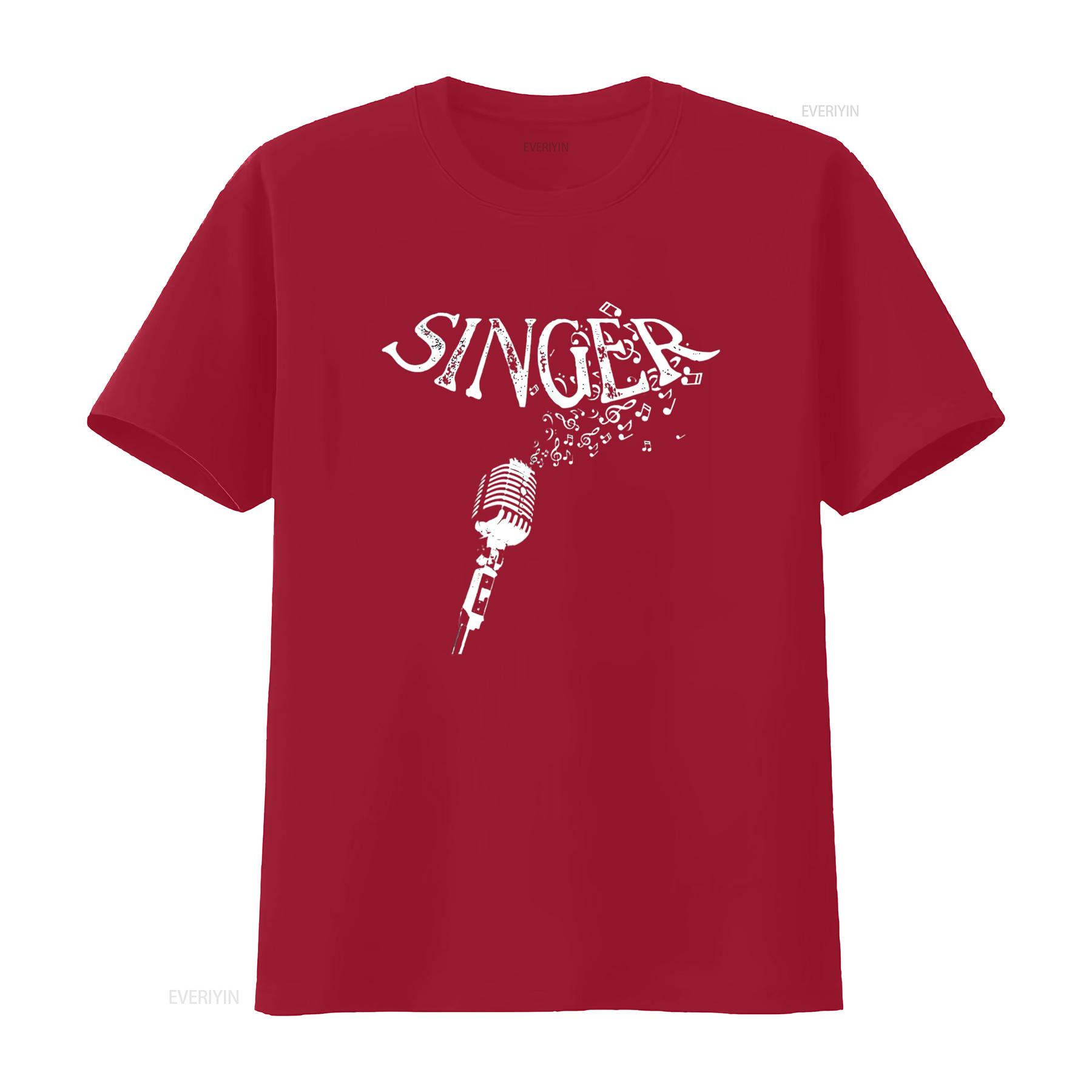 

Singer Voice Microphone Musical Notes T Shirt vintage Washed Soft Slightly Versatile homme Top For Everyday Wear fashion S