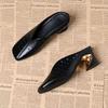  women fashion sweet yellow comfort soft patent leather slip on square heel pumps lady classic black heel shoes ab529