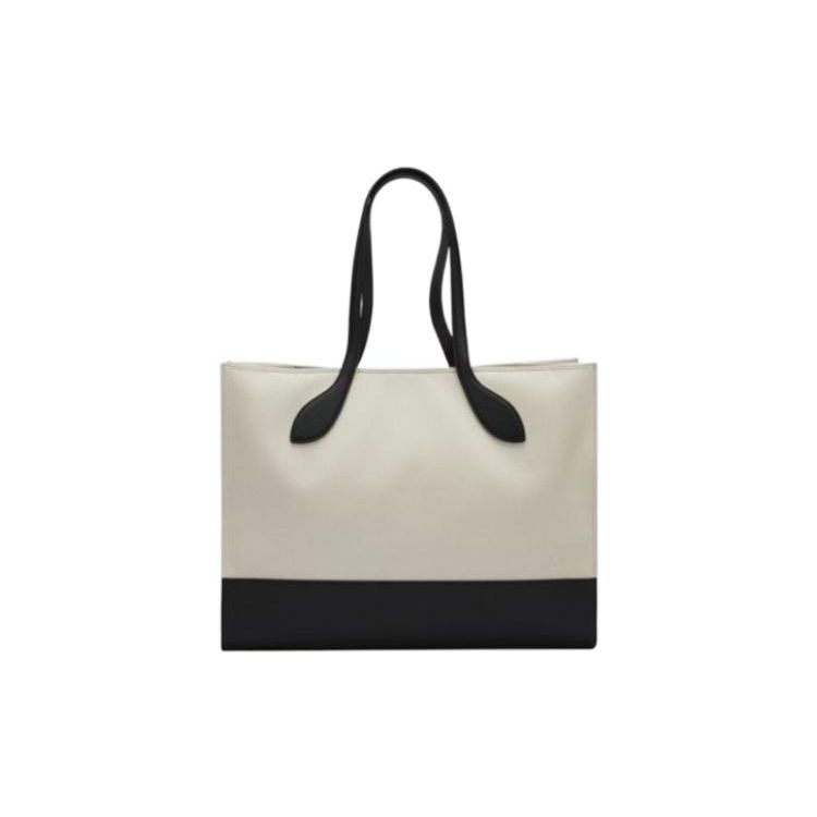 Bally Large Logo Color Block Snap Closure Layered Fabric Tote Bag Women Tote White Black 6304580
