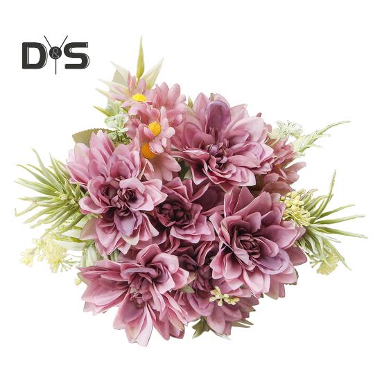 Simulated Flower Bouquet 5 Forks Flower Leaves Artificial Bouquet Realistic Silk Flowers Indoor Outdoor Decoration