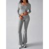 Autumn Women's Solid Colour Casual Knit Long Sleeve Top Yoga Wear Pants Suit