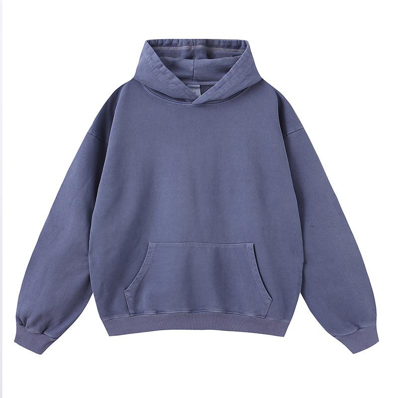 Fog Spring And Autumn American Solid Color Casual Loose Washed Boxy Hoodie Hoodie Men And Women
