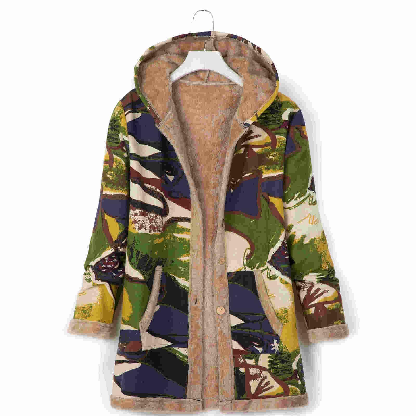 

(SU)Женская толстовка с капюшоном из хлопка и льна с принтом, теплая плюшевая куртка