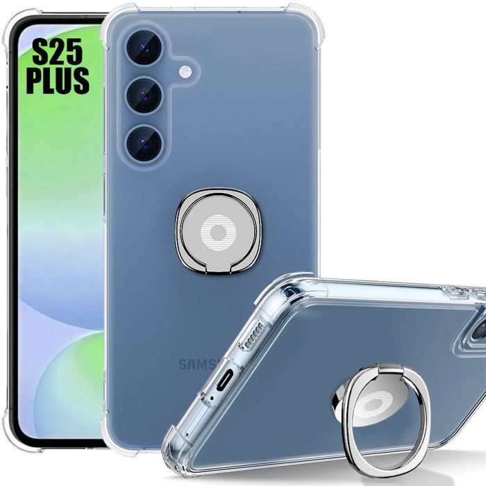 Coque pour samsung galaxy s25 plus (galaxy s25+) silicone avec support argenté - booling