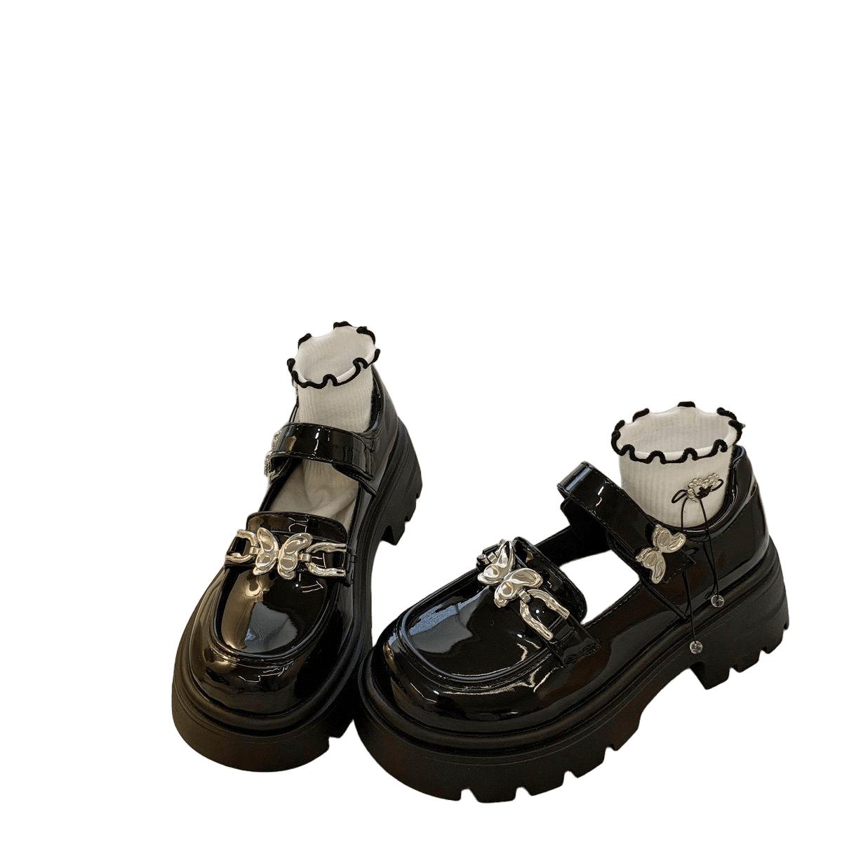 

Autumn and Spring New British Princess Thick-soled Fashionable Shoes for Girls Black Mary Jane Shoes for Children 37 чорний