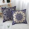 Rich Floral Pillow Covers Navy Blue White Chinoiserie Durable Bohemian Decor For Living Room, Bedroom Cushion Cases