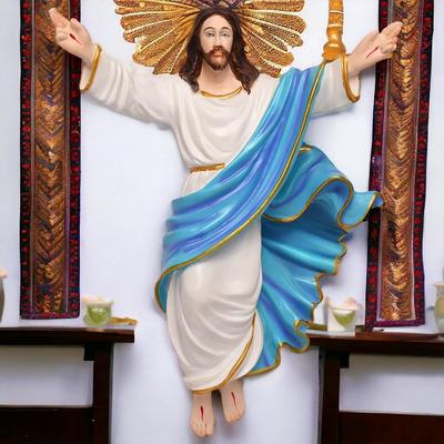 Vzkříšený Kristus / Ježíš Kristus (3 x 10 x 12 palců) Katolický idol ideální pro výzdobu a darování modlitebny (Modrá bílá), Nový