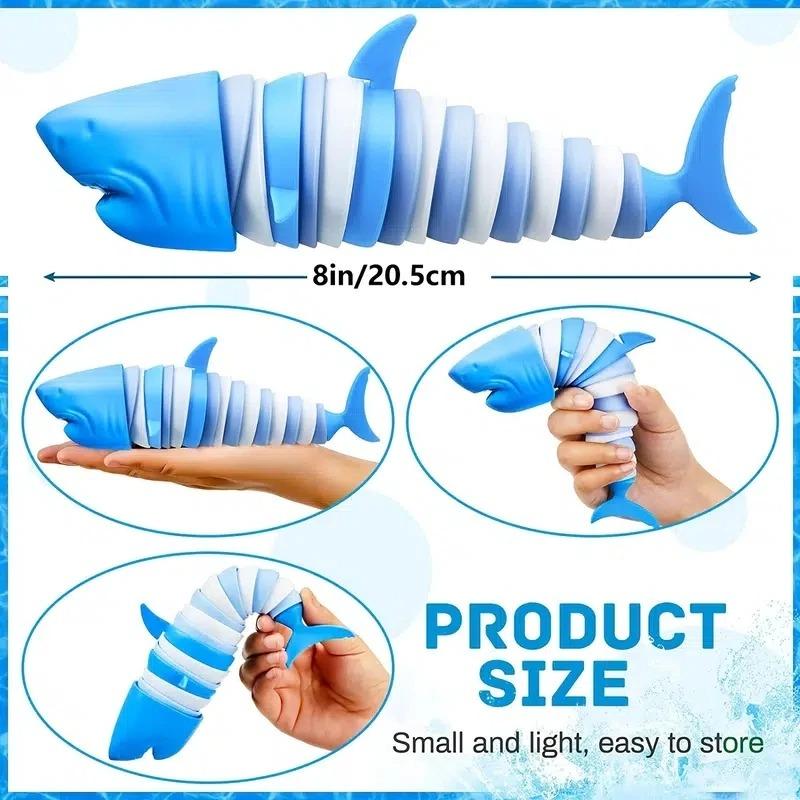 Fidget Toys Slug 3D Articulated Stretch Shark Stress Reliever for Adults Kids Anti-Anxiety Office Desk Toy Gifts
