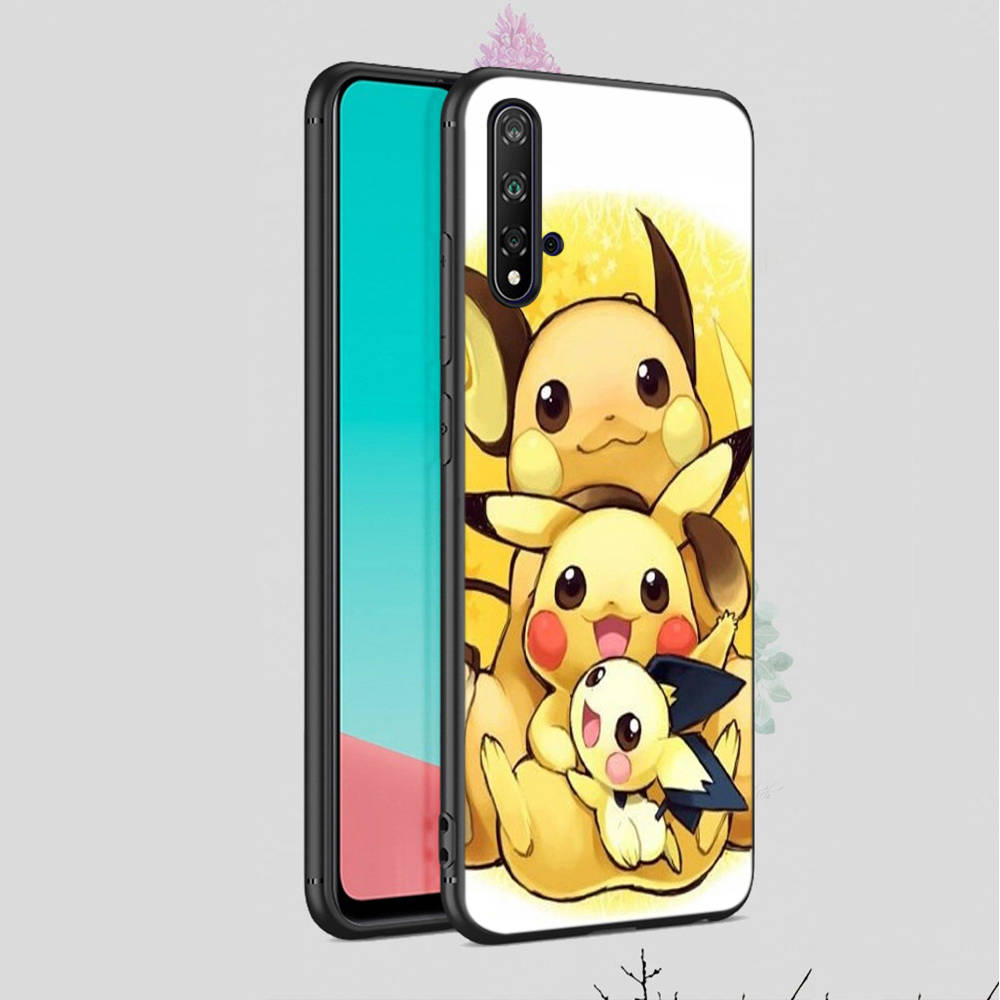 CT53 Cute Pikachu Case for OPPO Reno 8 6 5 4 Pro Find X3 A17 A31 A38 A40 A53 A54 A55 A74 A76 A78 A77 A80 A94 A95 A96 Lite Black Sofe Cover
