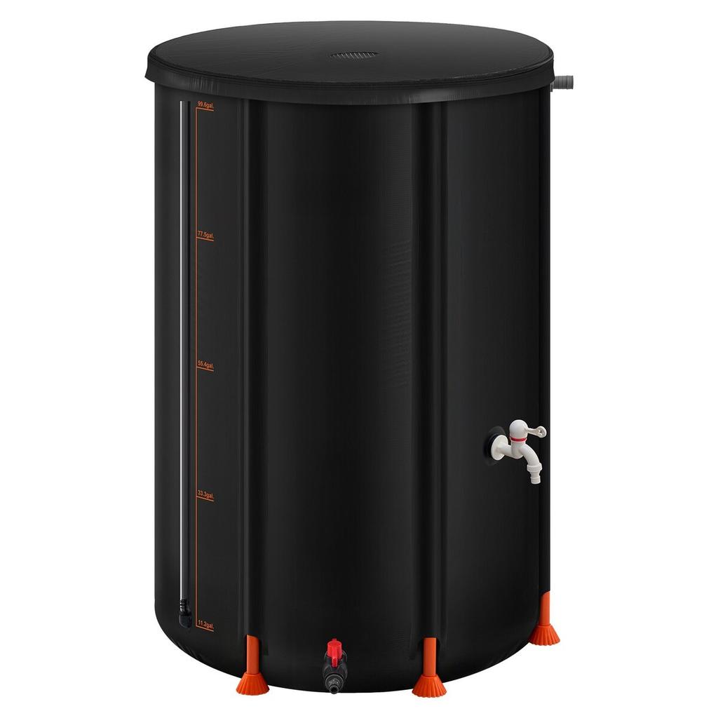 Faltbarer Regentonnen, 380 L Tragbarer Regenwassersammeltonne, 1000D PVC Regenwassersammelsystem, Gartenwasserauffangbehälter Lagerung