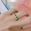 Huitan Luxury Princess Green Cubic Zirconia Rings for Women Gold Color Temperament Female Finger-rings Wedding Trendy Jewelry