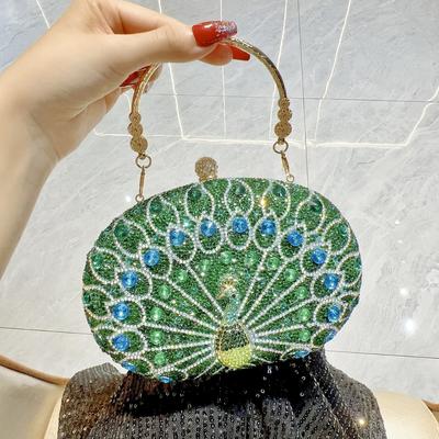 New Peacock Rhinestone Clutch Bag Vintage Style Evening Shoulder Crossbody Bag for Party Wedding Birthday