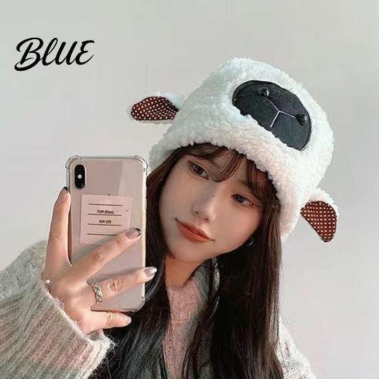 Women Hat Plush Hats Autumn Stretchy Keep Cozy Thickened Cute Fuzzy Warm Soft Winter Sheep