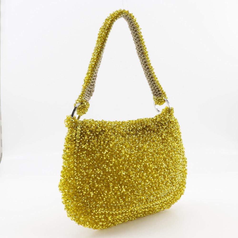 Anteprima Handbag Wire Bag with Flap Mustard Yellow Wire Cord/suede Women Used