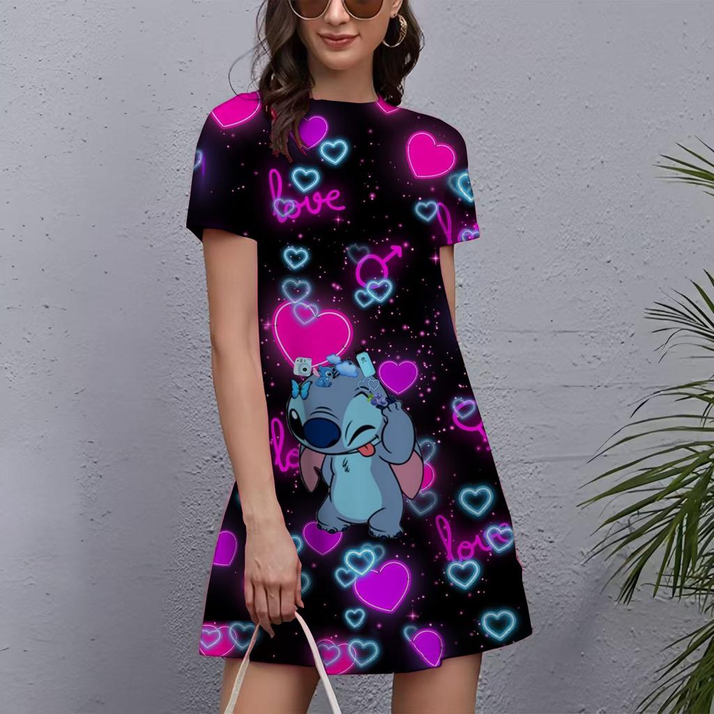 Fashion Printed Loose Women's Versatile Casual Crew Neck Casual Dresses