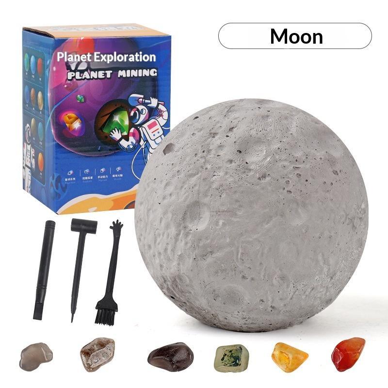 Excavation Planet Digging Kit Hidden Colorful Gems Safe Easy-Grip Digging Tools Puzzle Toy for Kids Group Play Time