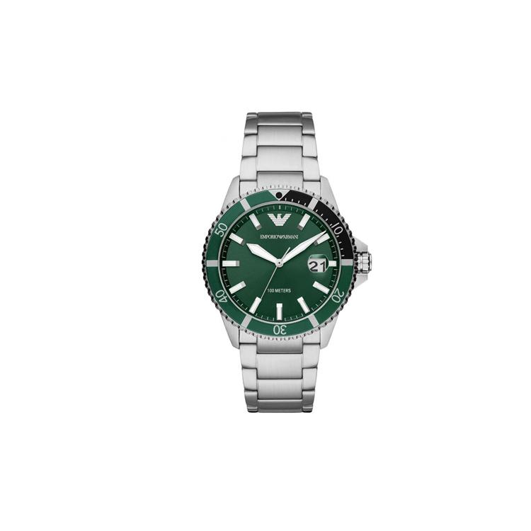 EMPORIO ARMANI Men DIVER Watch AR11338-CLG Silver Strap