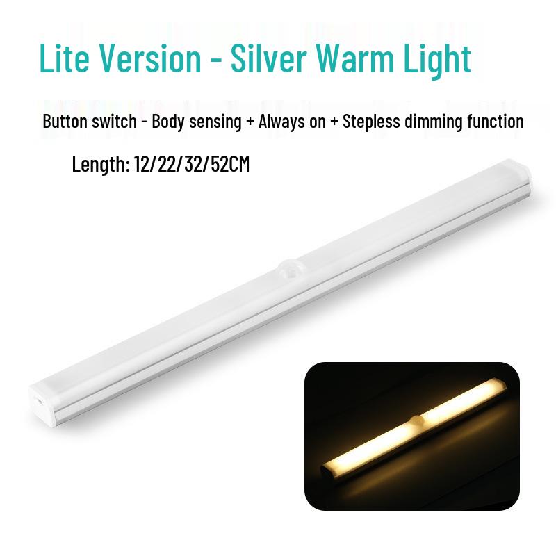 Rechargeable LED Sensor Night Light Strip - Dimmable for Living Room, Bedroom, Bathroom, Dorm, Wardrobe.