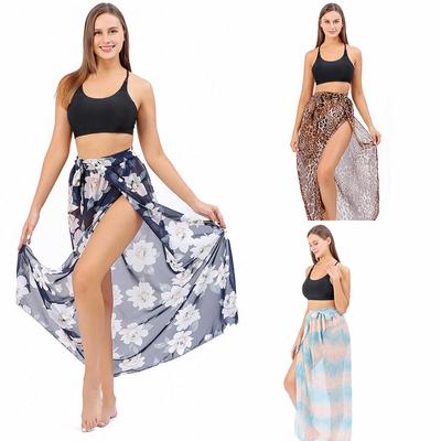 Lace-up Wrap Leopard Print Bikini Blouse Protection Clothing Beach Dress Beach Style Skirt Sun