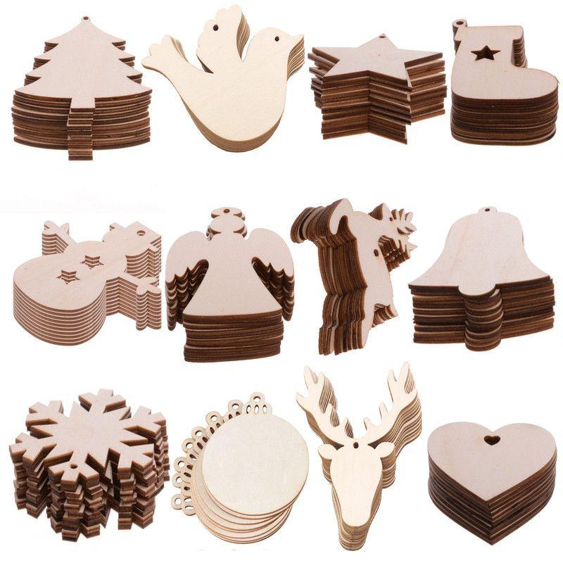 Christmas Wooden 10pcsset Tree Decorative Hanging Decor Craft Gift Xmas Pendant