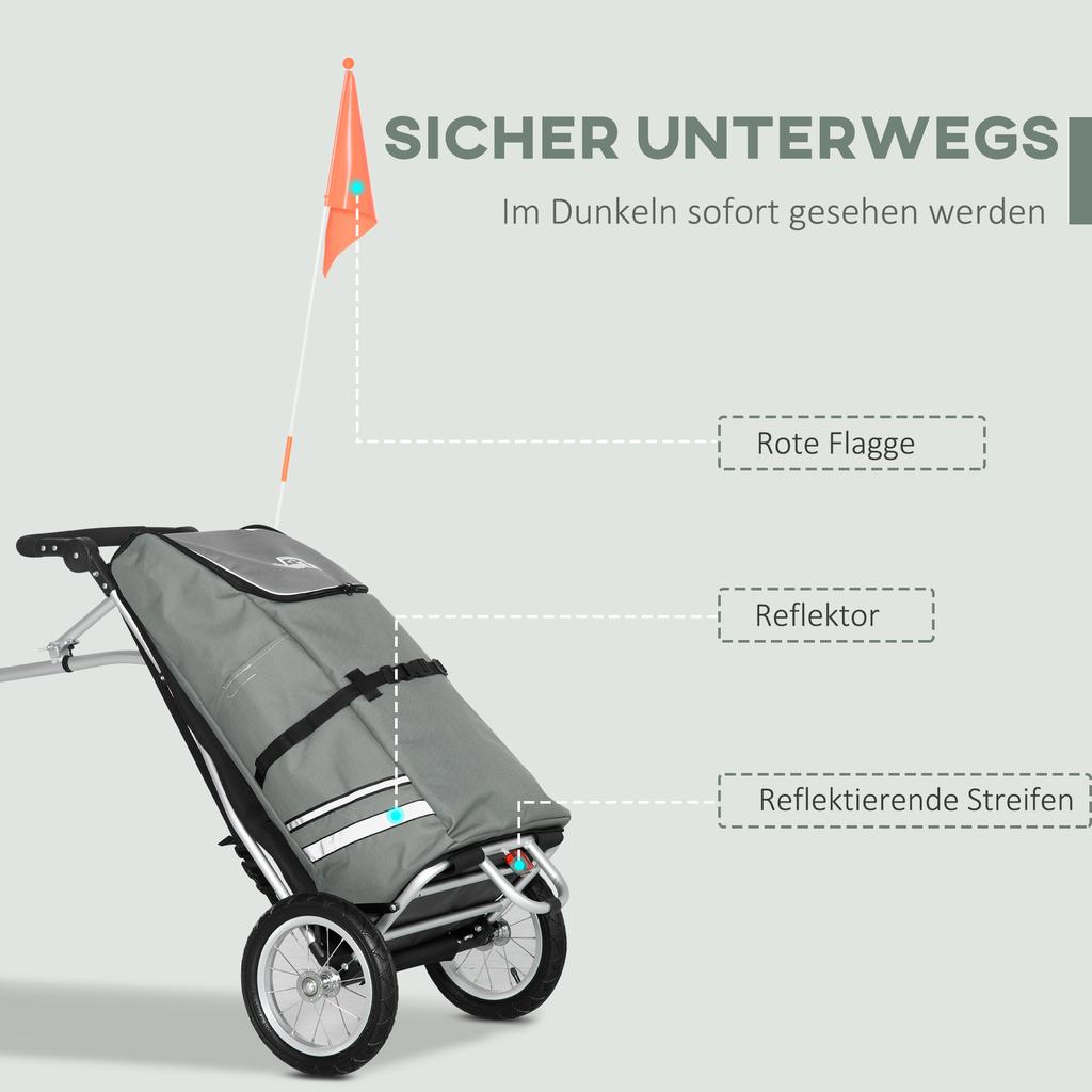 3-in-1 Shopping Trolley Shopping Cart Bike Trailer Hand Truck, 53 X 43 X 110cm, Gray+Silver