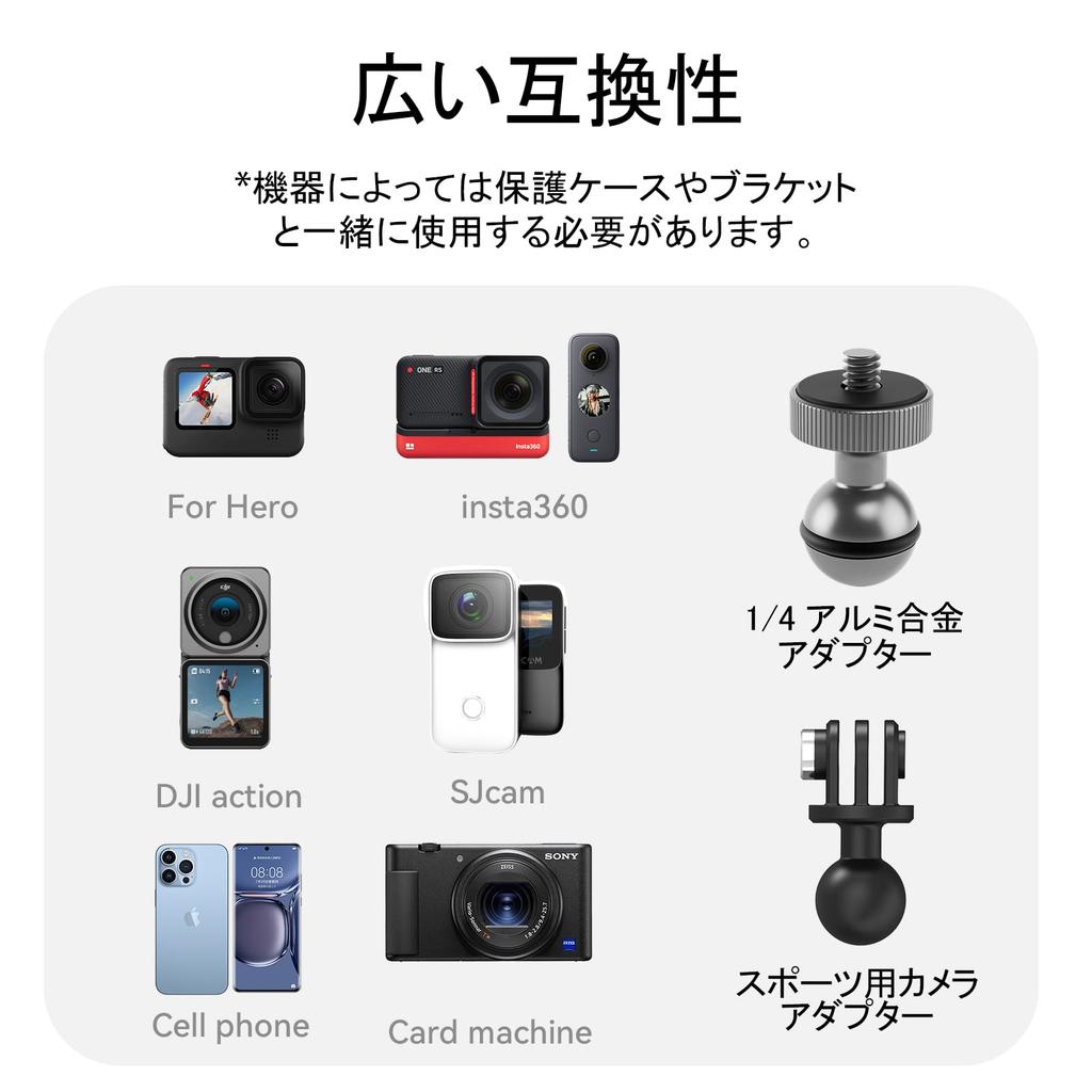 TELESIN Crab Claw Clamp with Smartphone Adjustable Cold Shoe Mount for Action Cameras and Compatible with GoPro Hero DJI and Android Holder, 360°