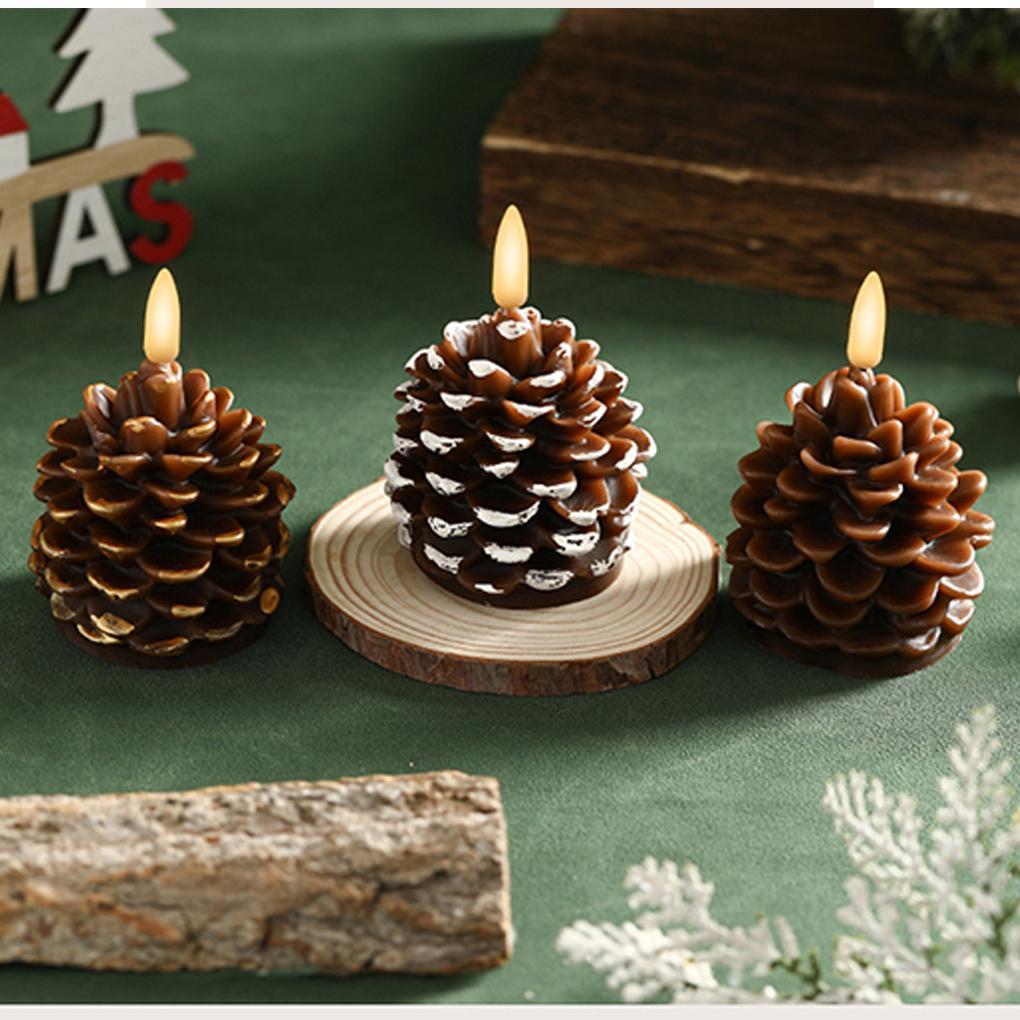 2 Kerzen Flammenlose Kerze Weihnachts-Tischdekoration Kerzen und Bequemes Reines Wachs, Innen Außen Weihnachten