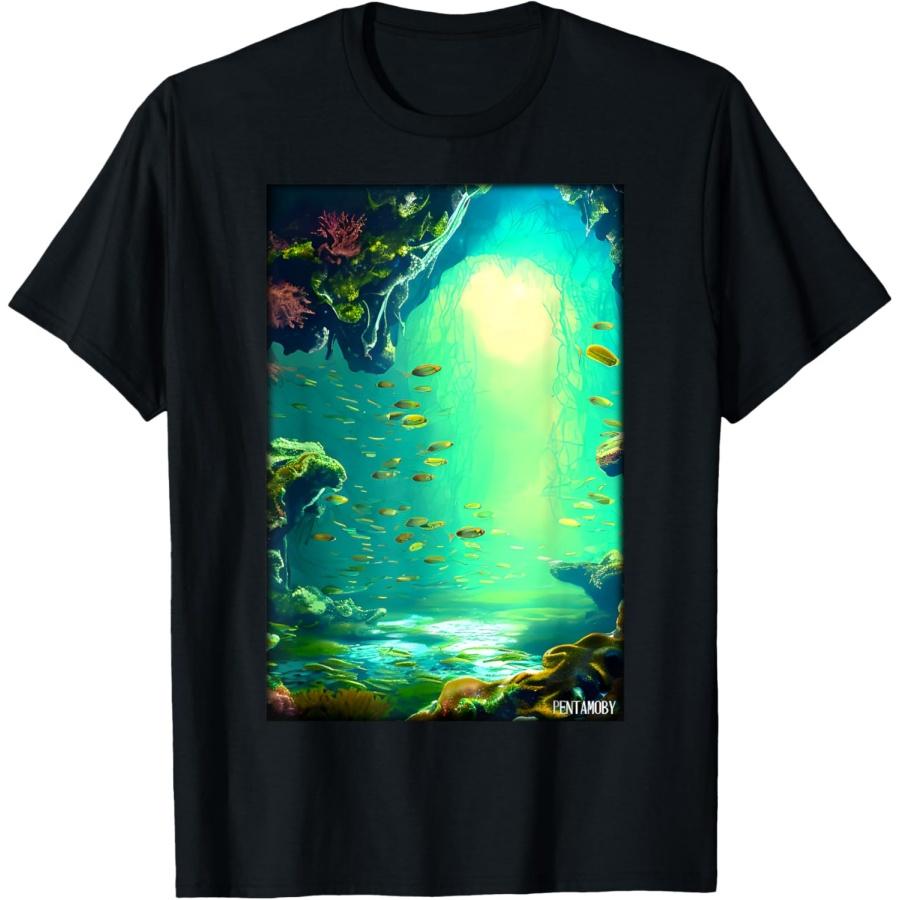 Морская жизнь Подводный мир Рыба Морское животное Озеро Футболка(3) XXXXXL чёрный