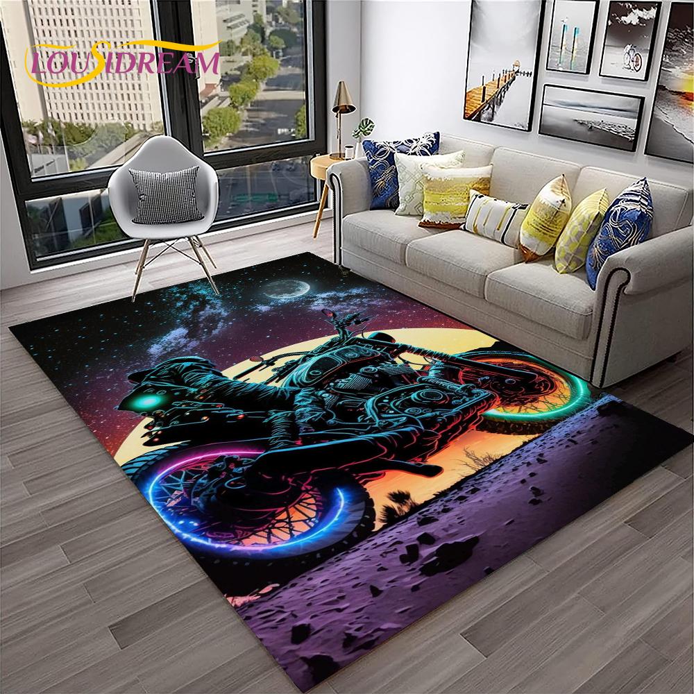 Racing Moto Off Road Motorcycle Carpet Rug for Home Living Room Bedroom Sofa Doormat Decor,Kid Play Area Rug Non-slip Floor Mat