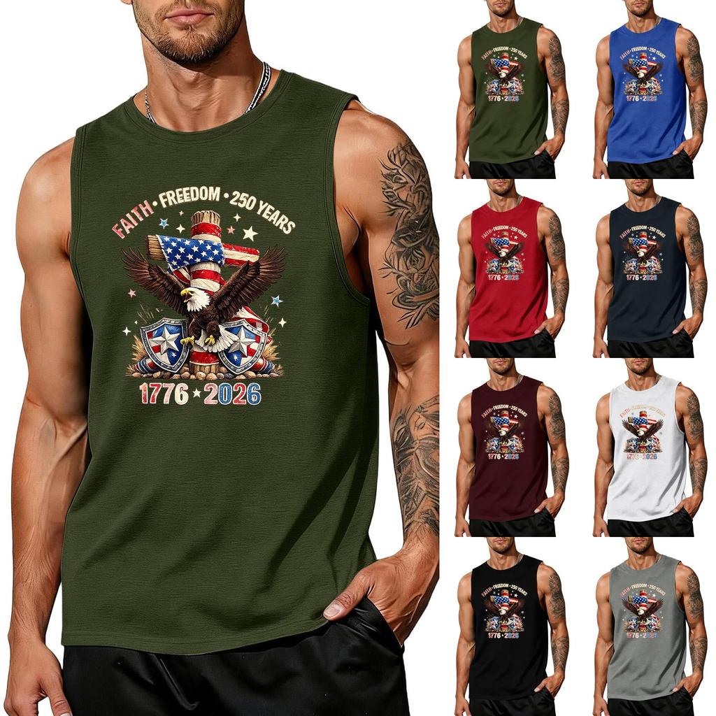 Men's loose and casual print sleeveless shirt