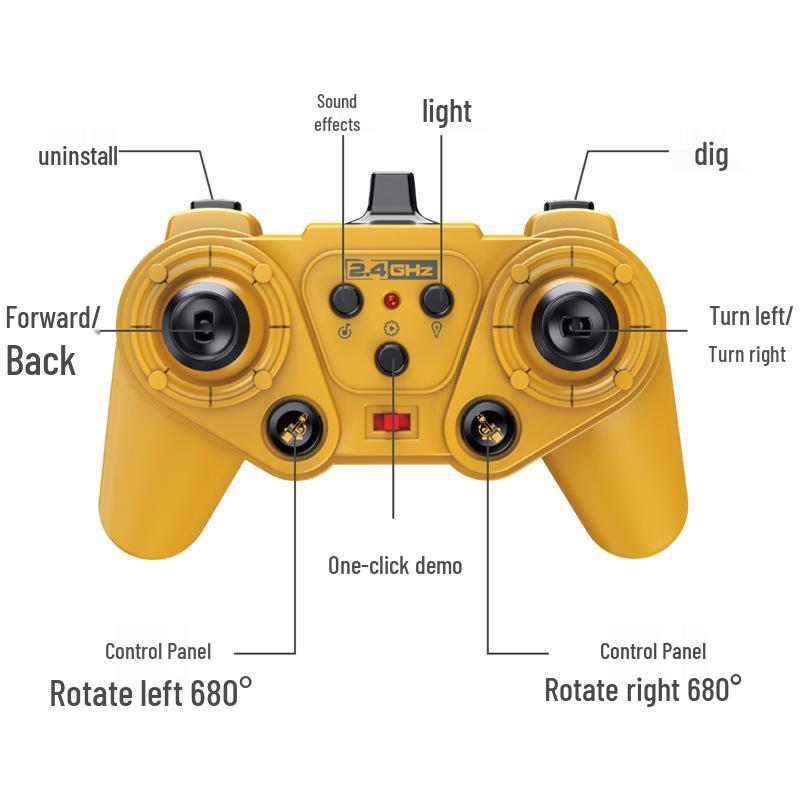 Alloy Remote Control 2.4G Excavator Bulldozer & Dump Truck Set for Kids