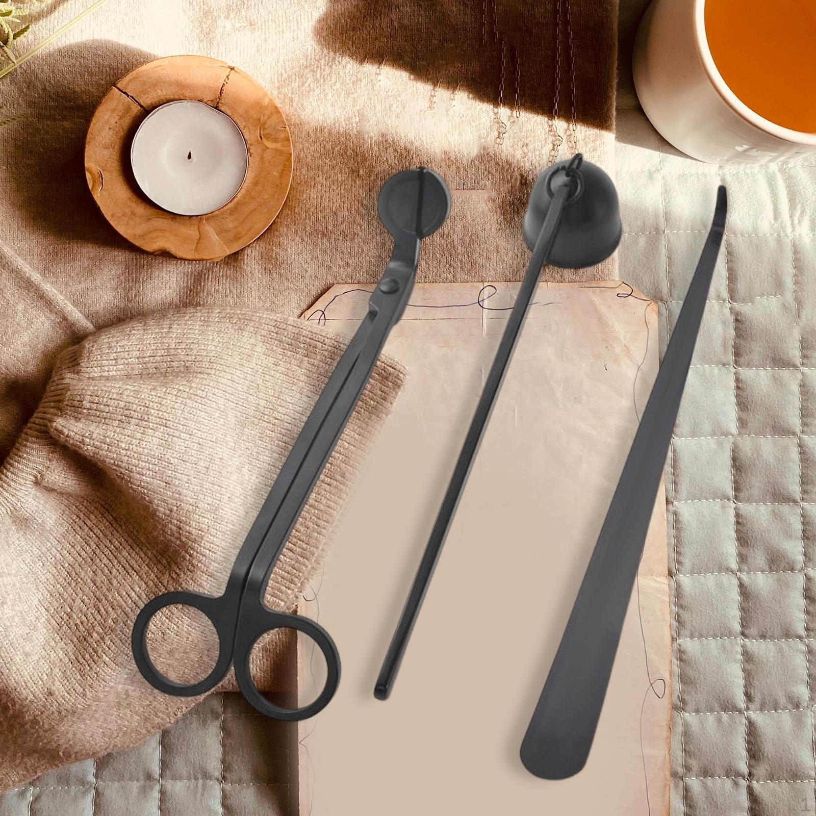 Набор аксессуаров для свечей 3 в 1: Обрезатель фитиля, Гаситель, Подставка для фитиля, Подарок для NEW Black