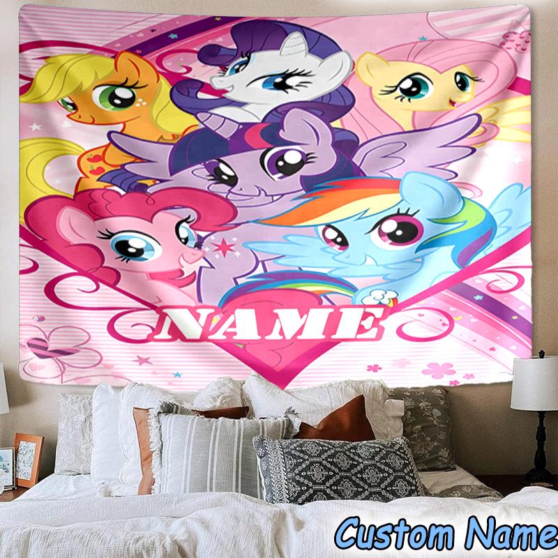 Custom Name Tapestry Rainbow Unicorn Tapestry Room Decoration Wall Hanging for Living Room Bedroom, Dormitory, Birthday and Christmas Gifts