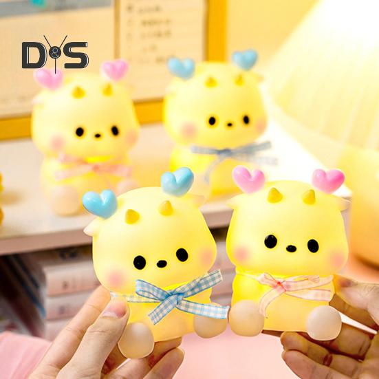 Bjørn Nattlys Søt silikonlampe myk glød flimmerfri batteridrevet tegneserie LED nattbordslampe Romdekorasjon