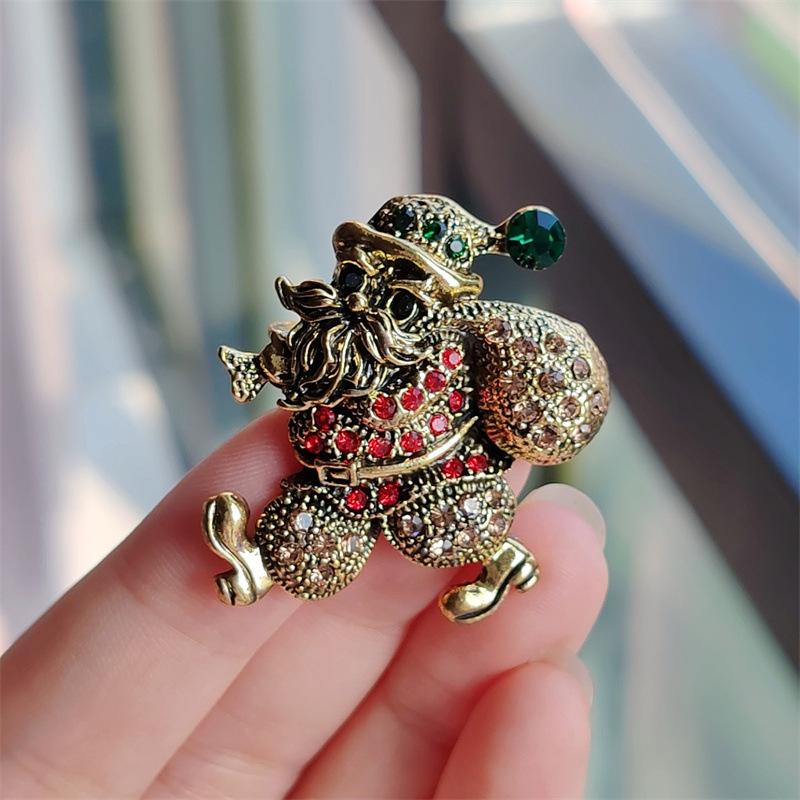 

Симпатичная винтажная металлическая брошь Санта-Клауса с бриллиантами, модная праздничная брошь на Хэллоуин