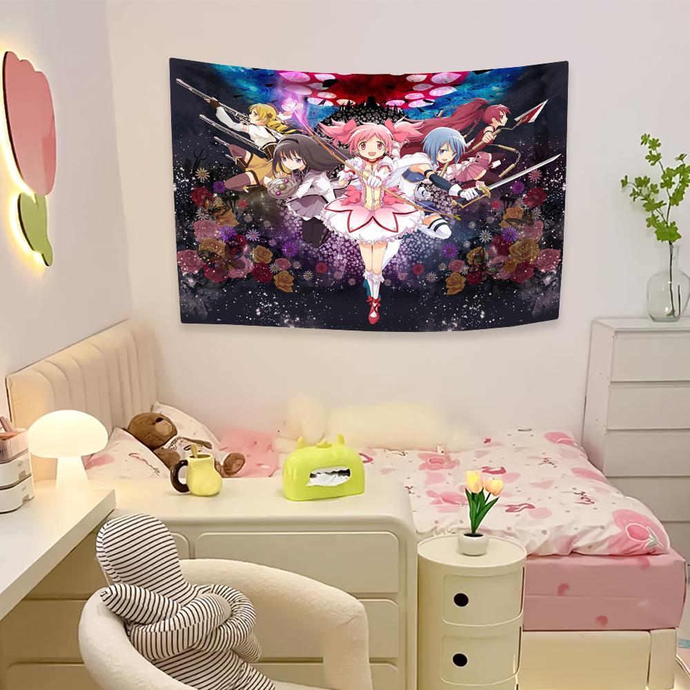 Classic Japanese Anime Puella Magi Tapestry Madoka Magica Hanging Bohemian Tarot Hippie Wall Rugs Bedroom Dorm Background