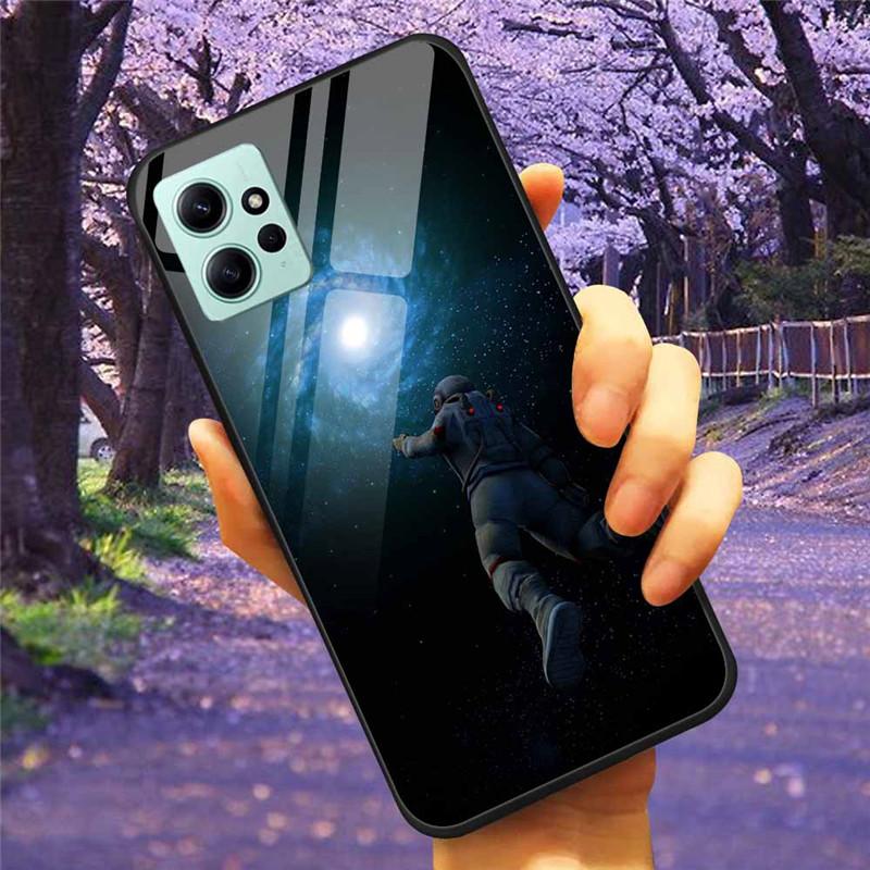 For Xiaomi Redmi Note 12 4G 2023 Case Tempered Glass Starry Marble Hard Back Protective Cover for Redmi NOTE 12 Note12 4G Global