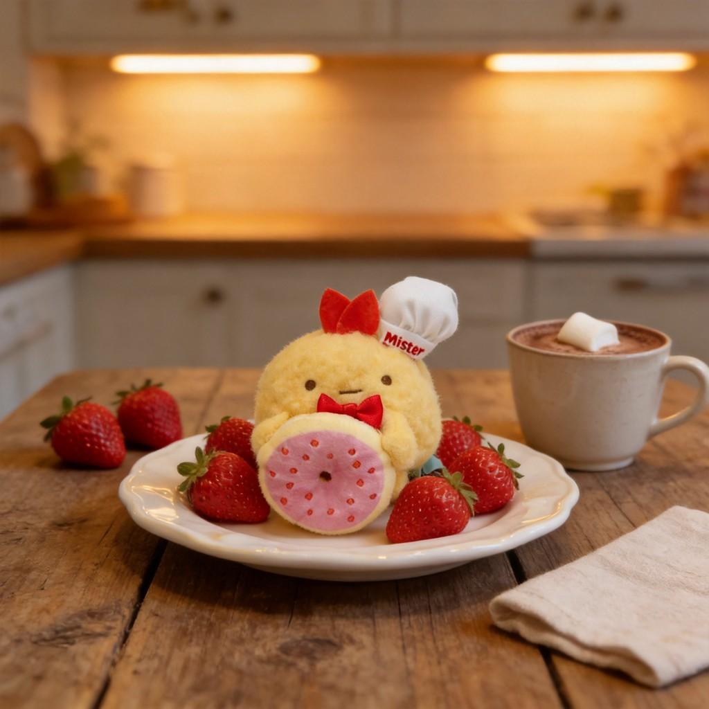 Sumikkogurashi Donut Fried Shrimp Plush Keychain Toy With Soft Short Pile For Kids