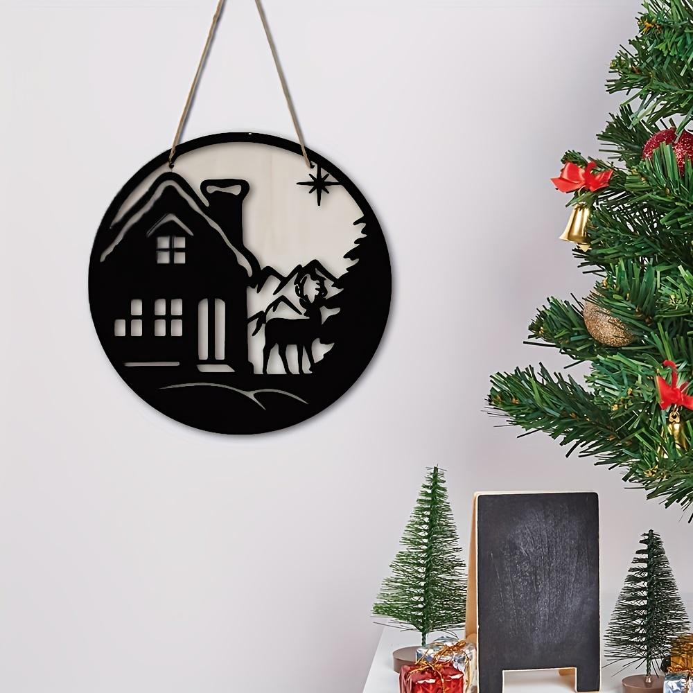 1pc Christmas Snowflake Christmas Elk Acrylic Wooden Double Wall Plaque, Home Party Decoration Wall Hangings