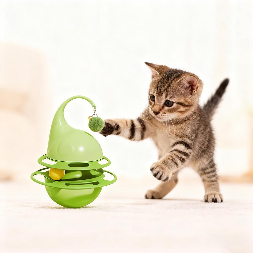 Cat Treat Toy Slow Feeder Turntable Interactive Cat Feeder Toy For Chewing Needs Foraging Behavior Crate Outdoor Indoor