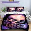 3pcs Skull Flowers Duvet Cover Set, Cover For Bedroom Guest Room (1 Duvet Cover + 2 Pillowcase, Without Quilt),  yy250922193
