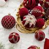 M-Modern-Christmas Balls Ornaments Wine Red Flocking Christmas Tree Decoration New Year Christmas Spheres