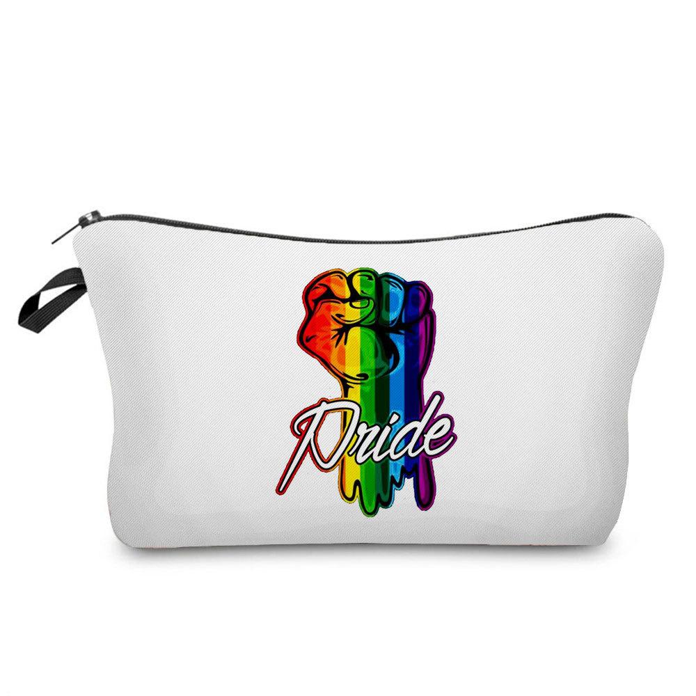 Women Rainbow heart Print Cosmetic Bag Toiletries Organize Travel Storage Case 6374 CLE