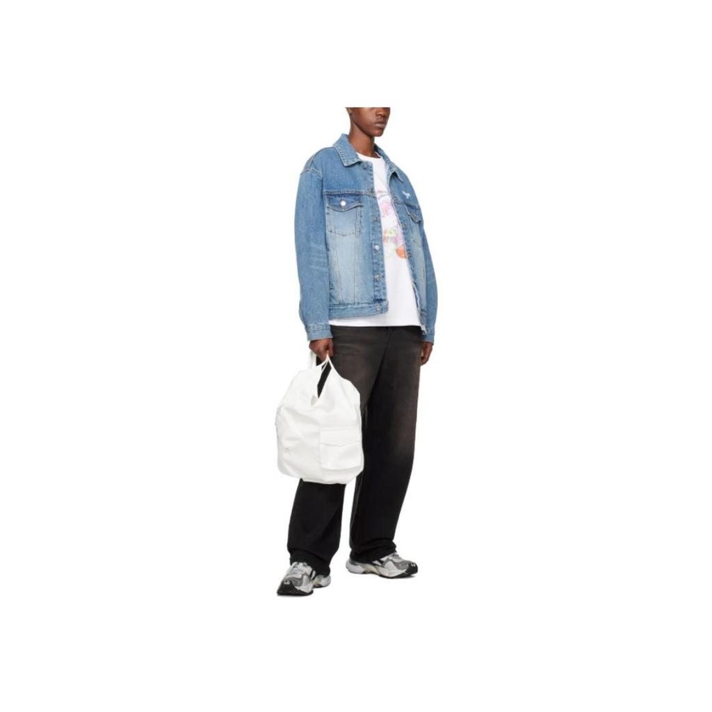 WE11DONE SS24 Bear Print Crew Neck Long Sleeve T-Shirt Unisex Tops White WD-TT0-24-775-U-WH