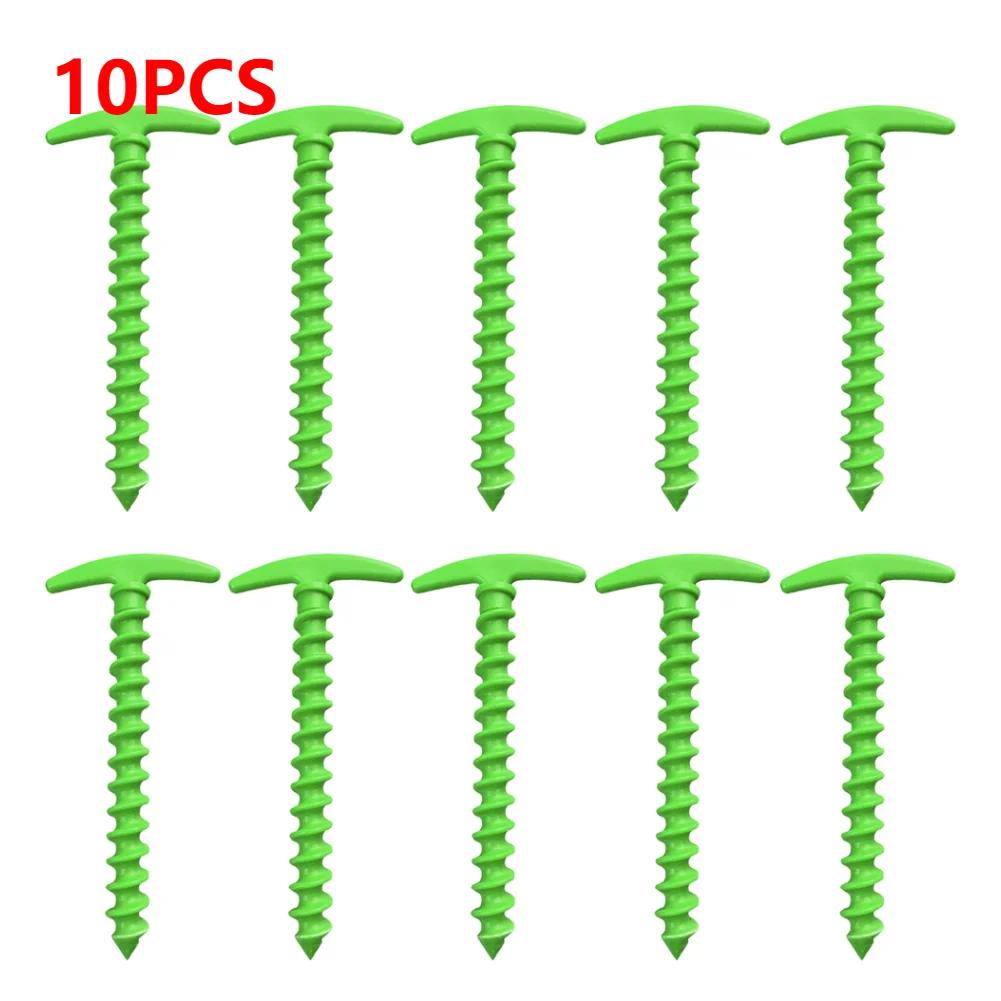 50-10PC Outdoor Screw Anchor Stakes Hiking Tent Stakes Pin Mount Outdoor Camping Peg Ground Nails Spiral Plastic Fixing Supplies