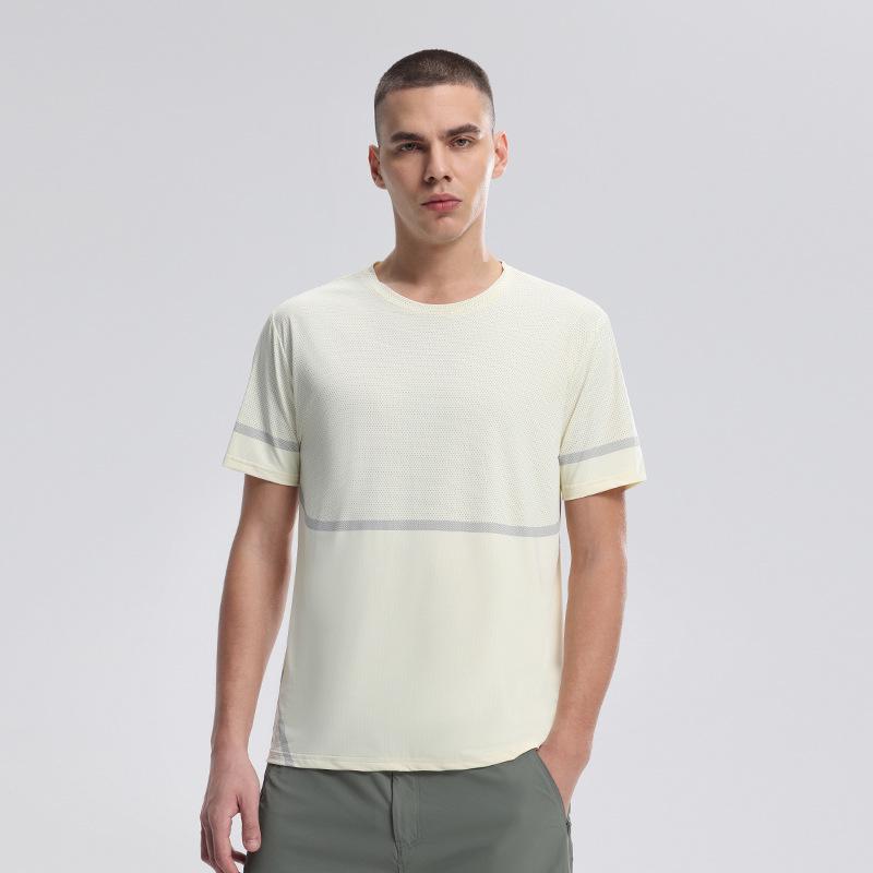 

Мужская спортивная футболка из ледяного шелка с быстрым высыханием - Дышащая, с коротким рукавом, для летнего бега и тренировок L светло-желтого