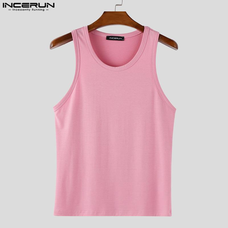 INCERUN Sommer Herre Rund Hals Ensfarget Sport Fritid Tanktopper Undertrøyer